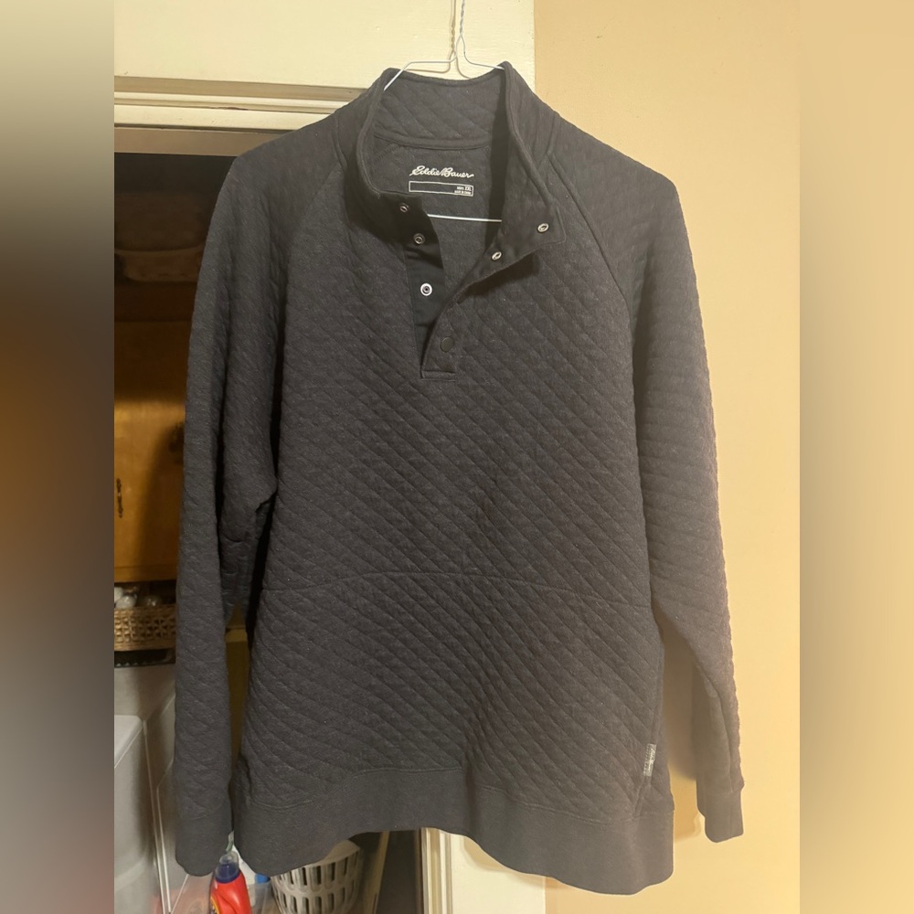 Eddie Bauer Charcoal Quilted Pullover XXL